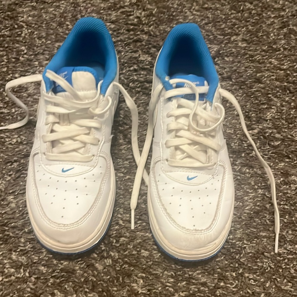 Nike size 2.5Y blue and white sneakers.